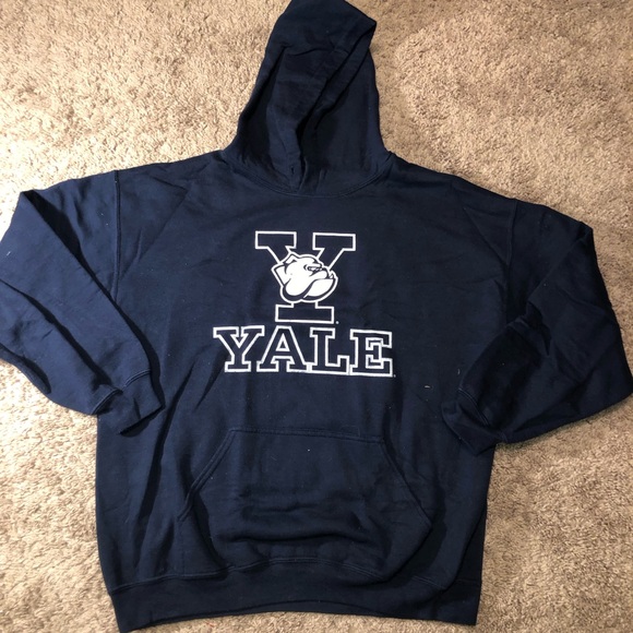 Vintage Yale Bulldogs Hoodie Adult Size Large Navy Sweatshirt Fall Winter Warm - Picture 3 of 14